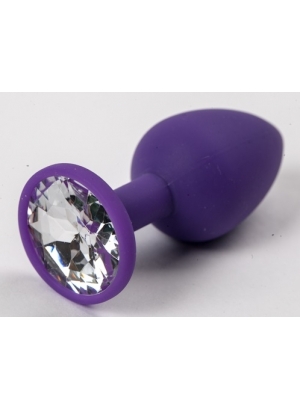 Анальная втулка фиолетовая с прозрачным стразом, 7,1 Х 2,8 см